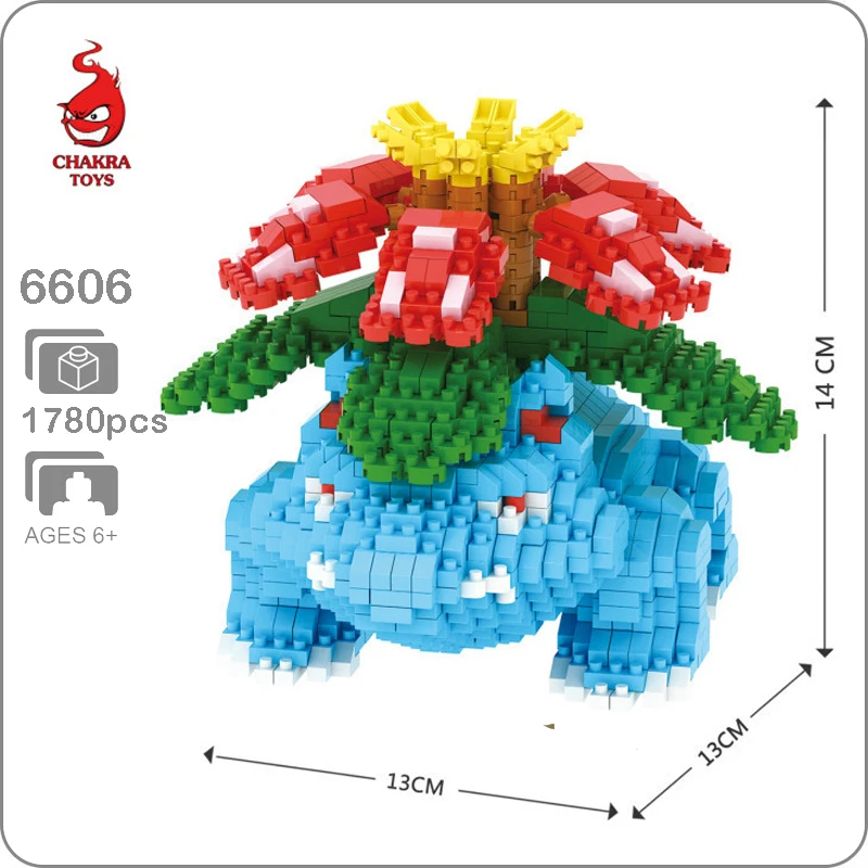 6606 Venusaur лягушка 3D модель 1780 шт. DIY Алмазные Мини Строительные маленькие блоки