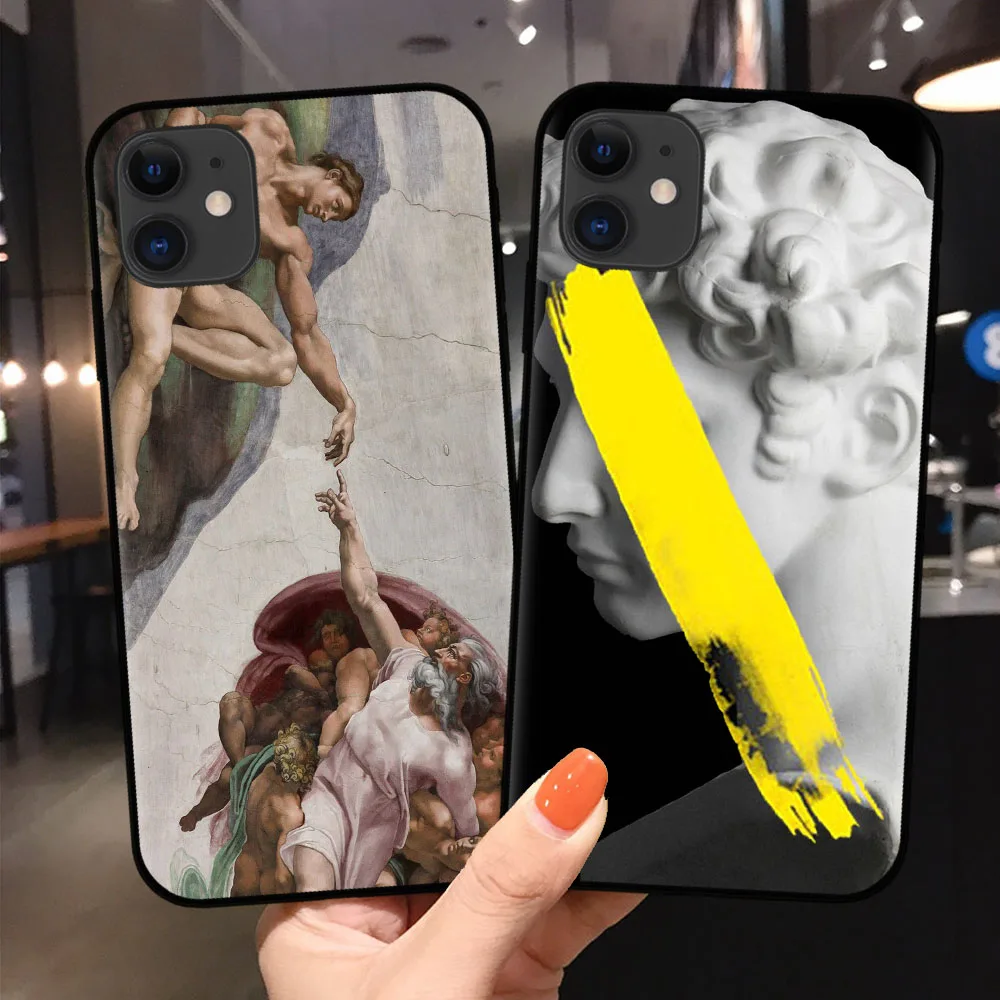 Черный чехол для iPhone 11 силиконовый с абстрактным рисунком 7 8 6 6s Plus Pro X XR XS Max