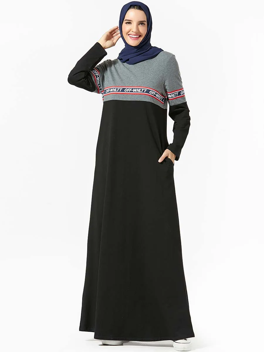 

Fashion Commuter Sweater Hooded Pocket Arabian Dress Long Sleeve Embroidered Middle East Dubai Dress (without Headscarf) With Is