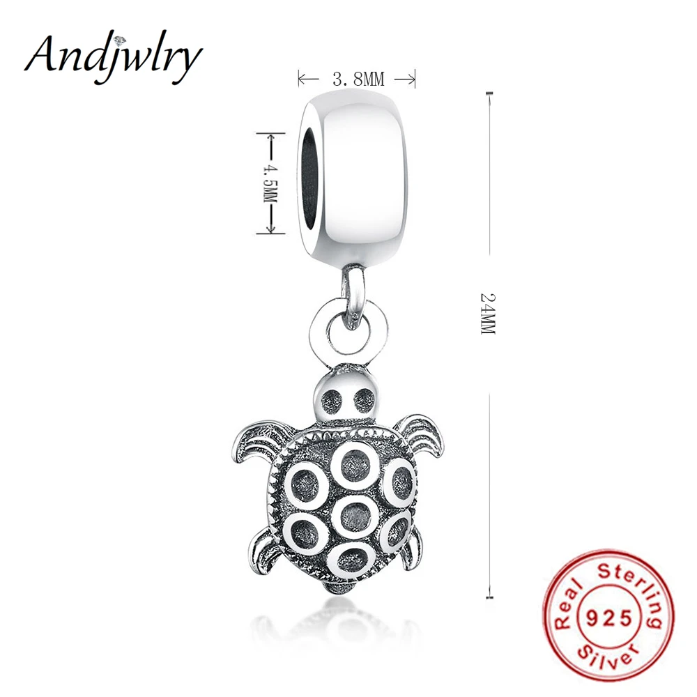 Подлинное 925 пробы серебряный шарм морские животные Черепаха с позолоченным