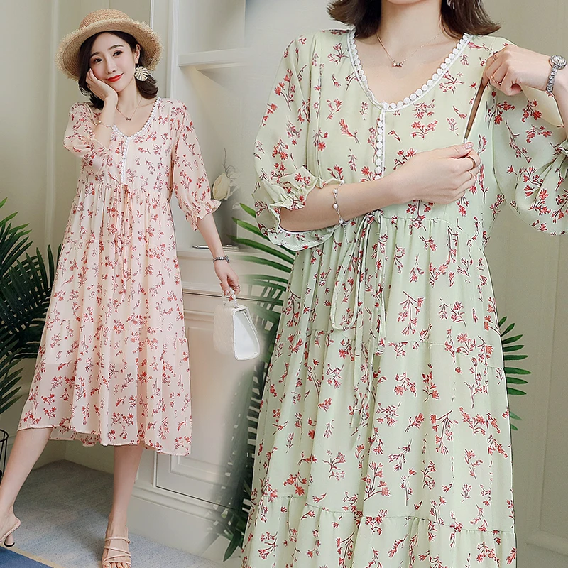 Новое летнее платье для беременных и кормящих с рукавом до локтя узкими