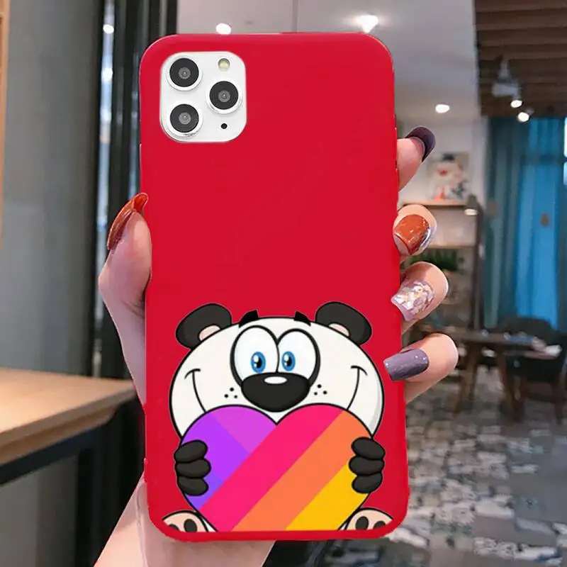 

Cartoon Panda Love Cove Phone Cases For IPhone 6 6s 7 8 Plus X Xs Xr Xsmax 11 12 Pro Promax 12mini Candy Red Silicone Cover