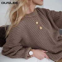 ouslee loose autumn sweater women korean elegant knitted cashmere sweater oversized warm female pullovers fashion solid tops