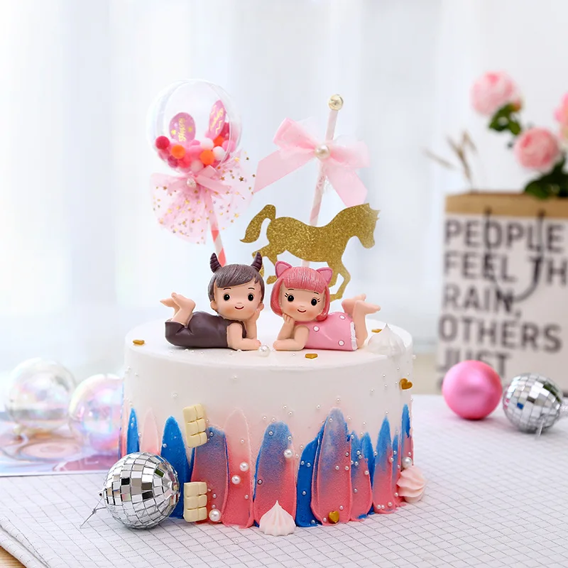 Baking cake decoration ornaments Prince Princess character home resin craft Children's birthday gift | Дом и сад