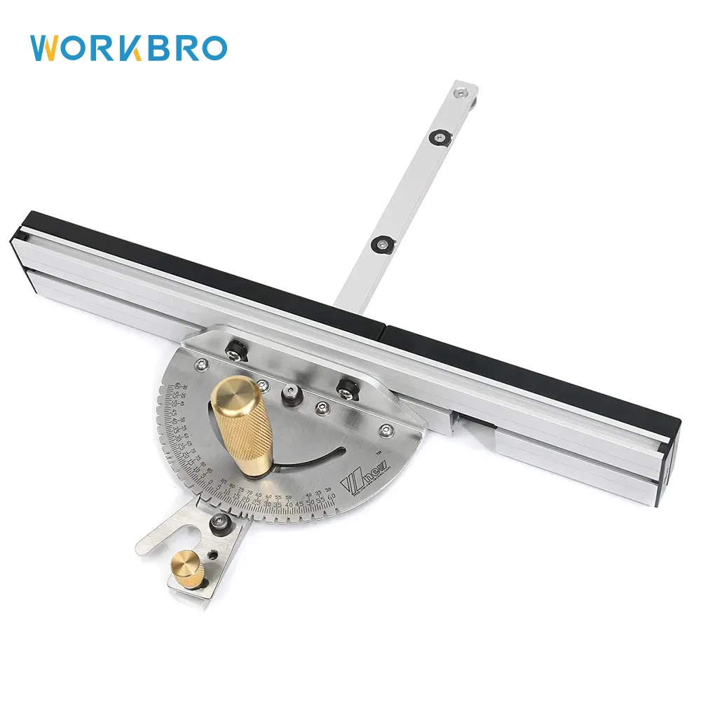 

WORKBRO Upgraded Brass Handle Miter Gauge Assembly Ruler With T-track for Table Saw Router Woodworking Tool Miter Gauge Sawing