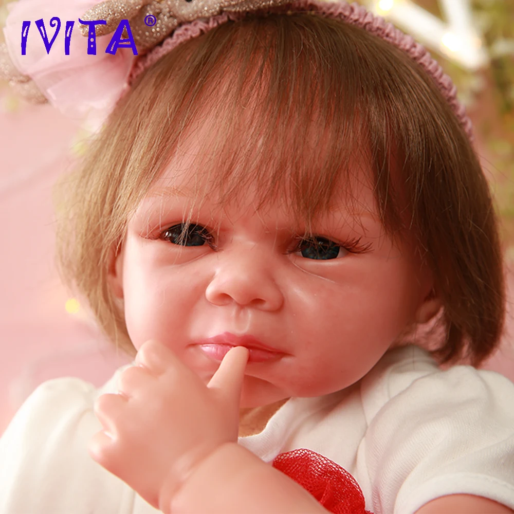 IVITA DS1807 44,5 см bonecas reborn силиконовая Детская кукла Реалистичная виниловая новорожденная принцесса с посаженными волосами Игрушки для маленьких девочек