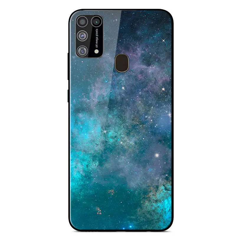 

For Samsung M31 Case Fashion Painted Glass Phone Case For Samsung Galaxy M31 SM-M315F M315 6.4 inch Hard Protection Back Cover