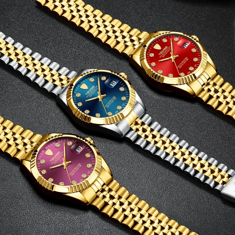 TEVISE мужские часы автоматические механические из нержавеющей стали