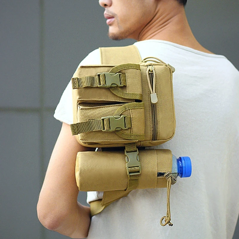 

Waist Pack Pouch With Water Bottle Pocket Holder Waterproof Molle Fanny Hip Belt Bag