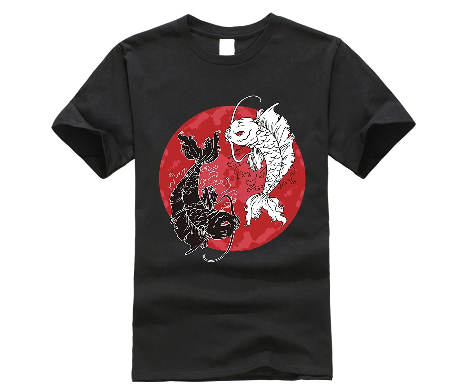 Футболка Yin Yang из 100% хлопка летняя футболка в японском стиле Koi Fish Carp Tai Symbol