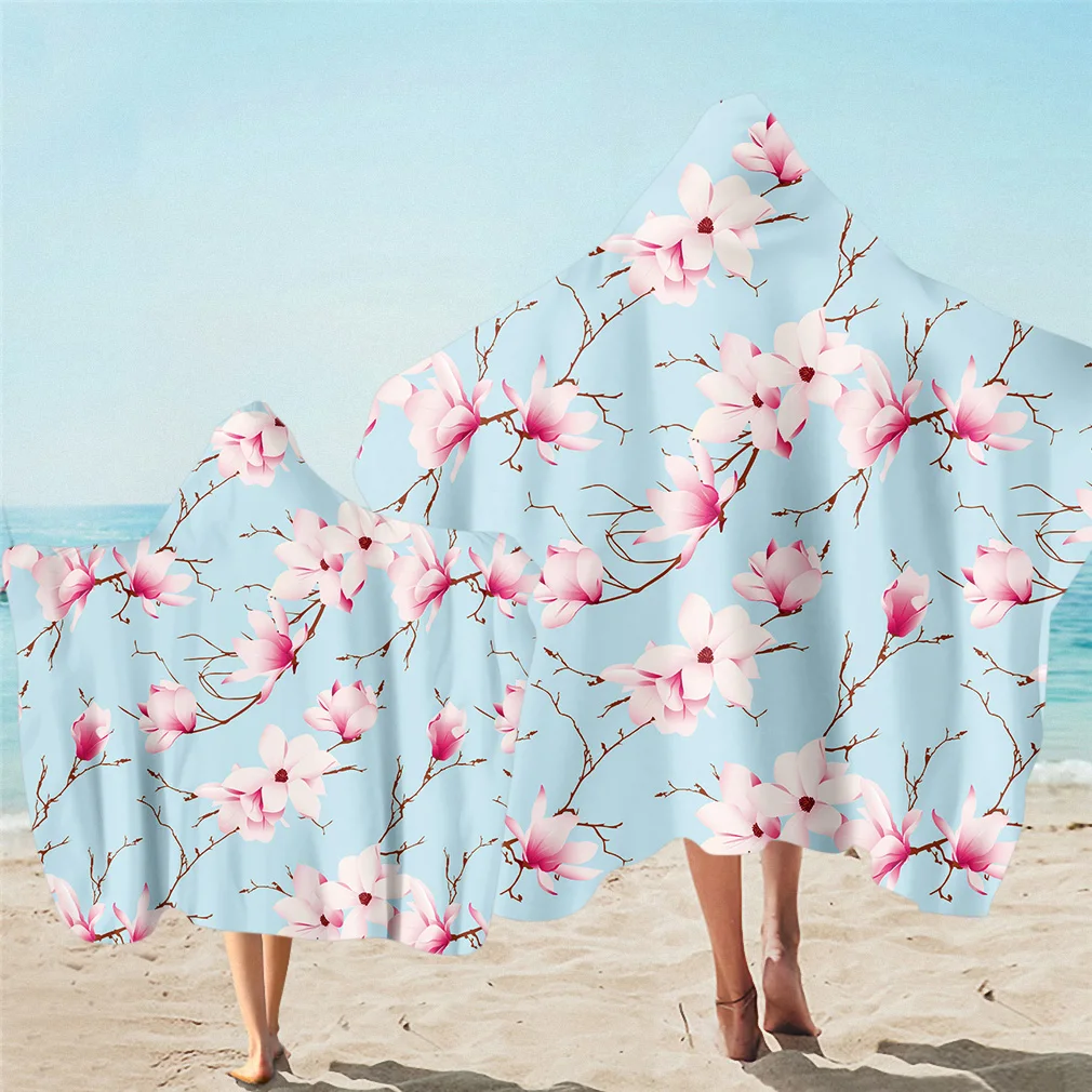 

Бесплатная доставка, праздничный подарок на день рождения, полотенце с капюшоном в виде цветка магнолии, пиона, растений, полотенце для спор...