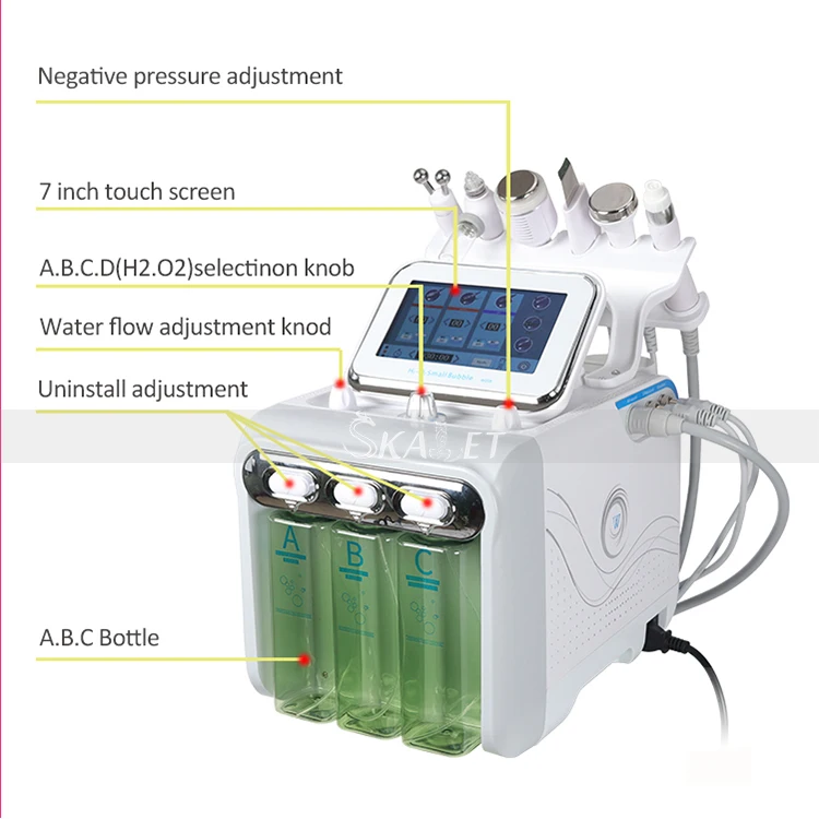 

6 in 1 Portable Hydra Dermabrasion Aqua Peel Clean Water Oxy Peel Massage Skin Care Machine RF Beauty Device