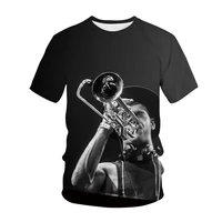 summer 3d printing horn brass fashion mens t shirt classic musical instrument t shirt casual personality unisex black t shirt