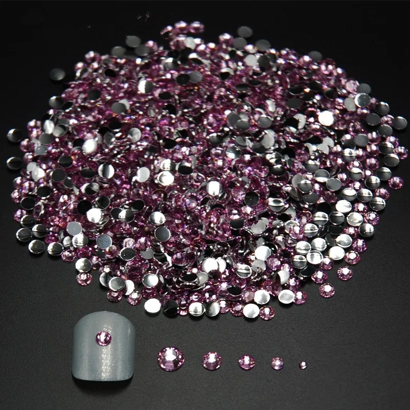Смешанные размеры 2000 шт светло розовый 3D дизайн ногтей горный хрусталь украшения