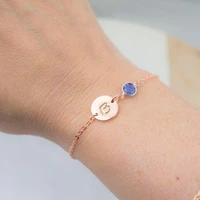 rose gold birthstone initial braceletbirthstone bracelet jewellery initial disc birthstone bridesmaids gift for her sister