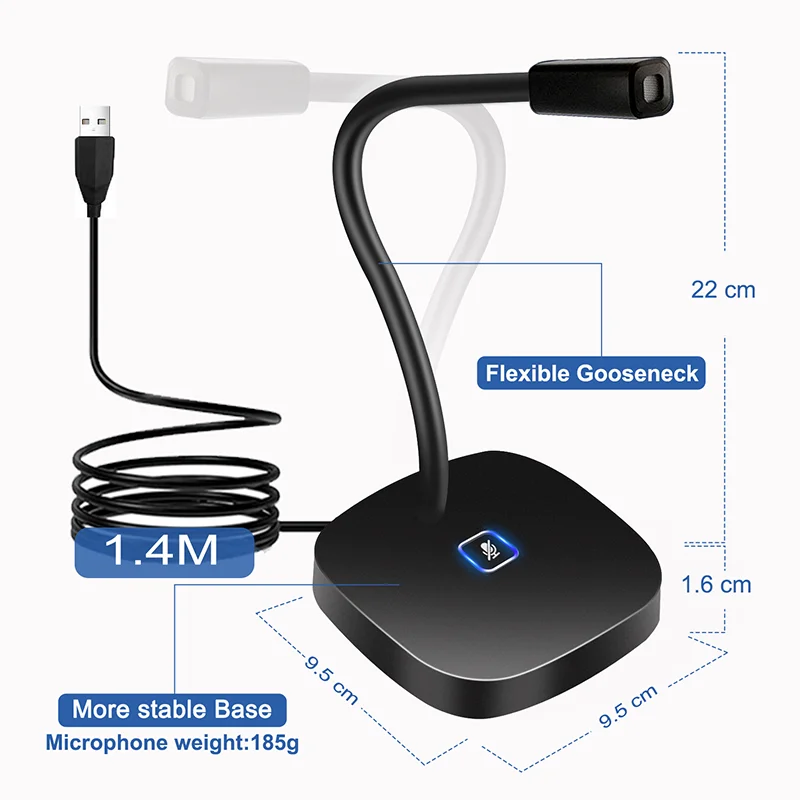 XIAOKOA PC микрофон для компьютера настольный с светодиодный сенсорным и USB