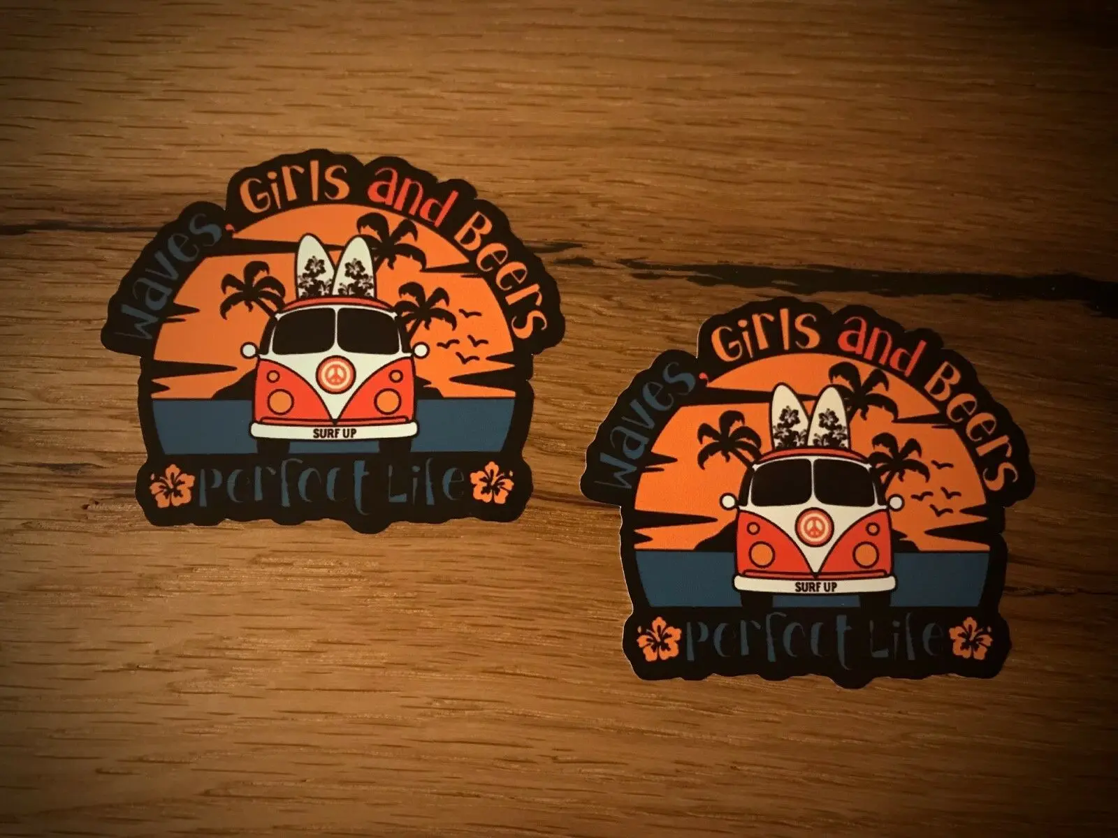 Наклейка &quotпляж&quot пляжное солнце хиппи пиво старый школьный автобус Ретро