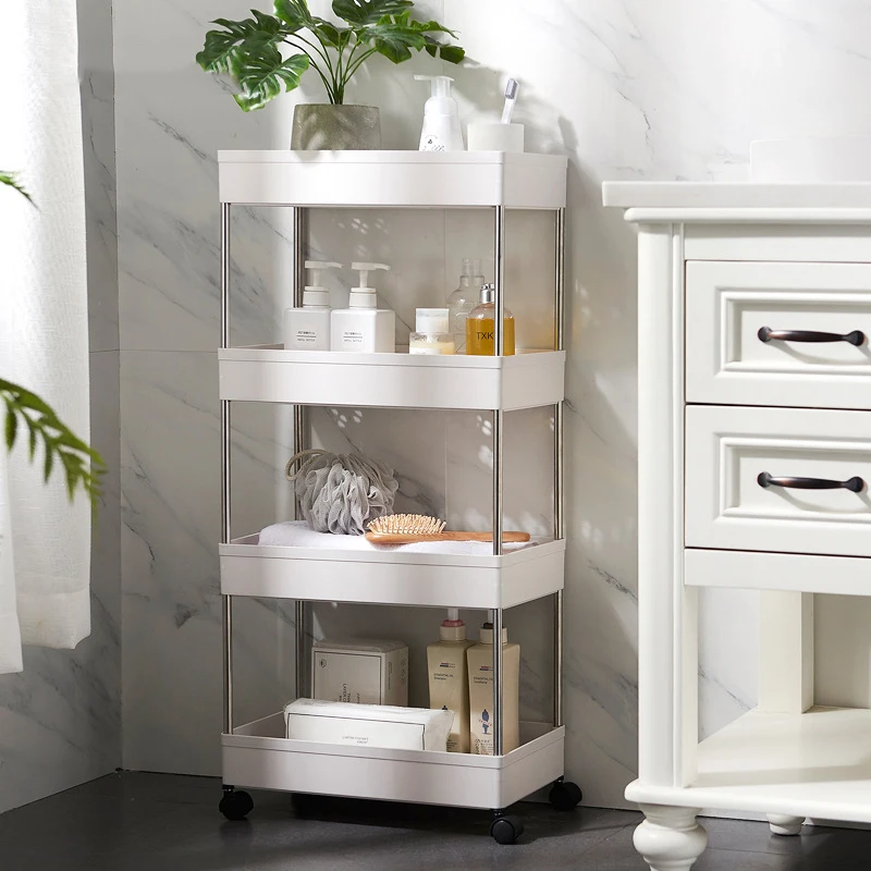 

Kitchen Bathroom Organizer Storage Dish Rack Accessories for Home Fridge Side Shelf Removable with Wheels Organizador Cocina