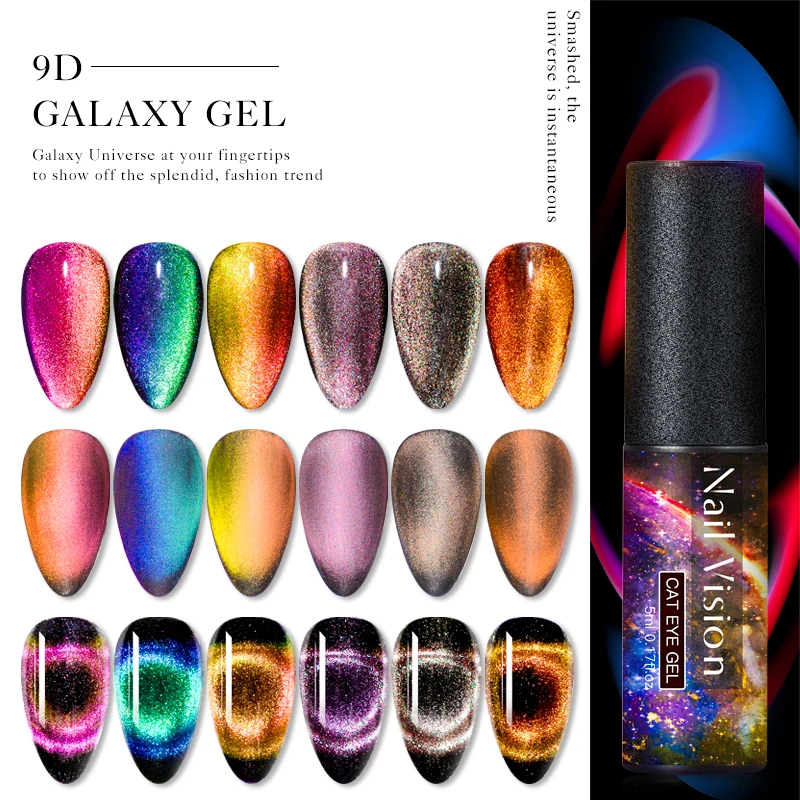 

Nail Vision 9D Galaxy Cat Eye Nail Gel Chameleon Magnetic Soak Off UV Nail Varnish 5D/7D 5ml Semi Permanent Manicure Gel Lacquer