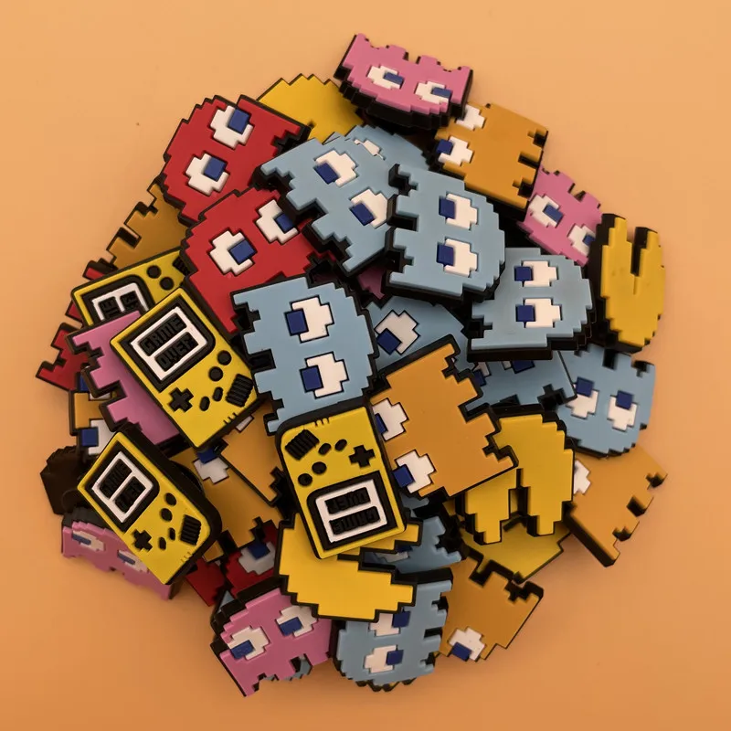 Single Sale 1 Pcs Crocs Charms Shoe Decoration Pixel Cartoon Character Shoe Charms Red Yellow Blue Powder Role For Kids Party