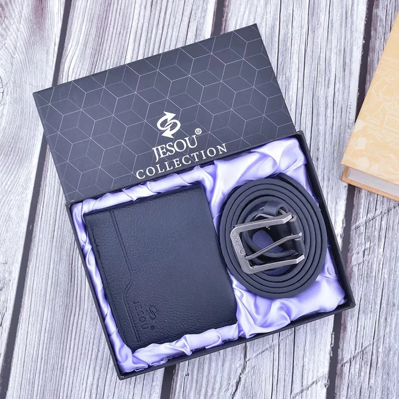 

Модный мужской набор из коричневой и черной подарочной коробки, кожаный складной кошелек высшего качества, деловой подарок для мужчин, пода...