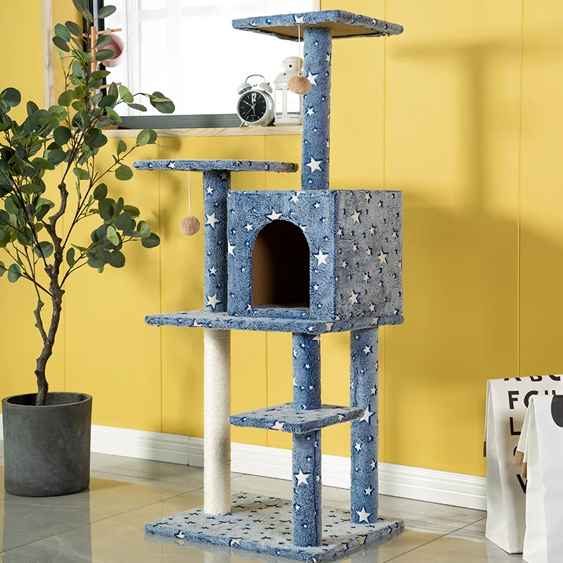 

Luminous Cat Climbing Frame Sisal Medium Small Cat Litter Solid Wood Scratcher Tree Jumping Platform