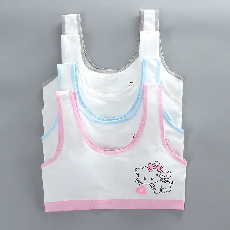 

Puberty Kid Training Bra Tops Adolescent Girls Cotton Running Vest Sport Girls Underwear Student Children Bra for 8-18 Years Old