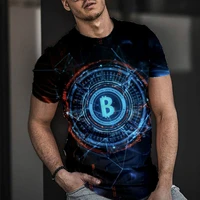 bitcoin mens t shirt 3d printing o neck short sleeved t shirt urban trend european and american new loose new