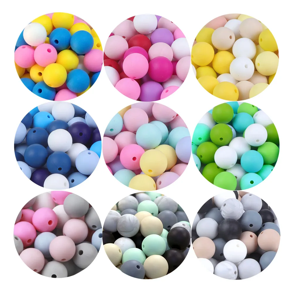 BOBO.BOX 20Pcs Silicone Beads 9MM Round Beads DIY Baby Pacifier Chain Pendant BPA Free Eco-friendly Baby Teether Toy Accessories