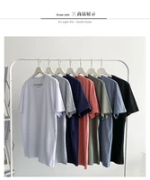 long sleeve t shirt mens spring top loose cotton solid color bottomed shirt with trendy round neck t shirt