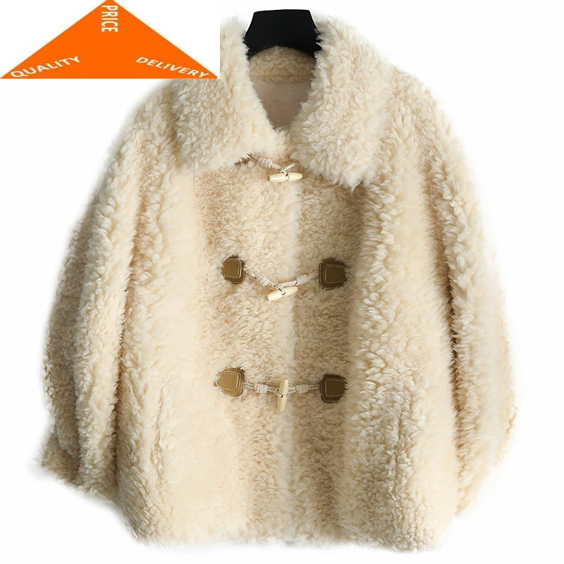 

Женское короткое меховое пальто, Корейская винтажная куртка из 2020-ной шерсти, Осень-Зима 100%