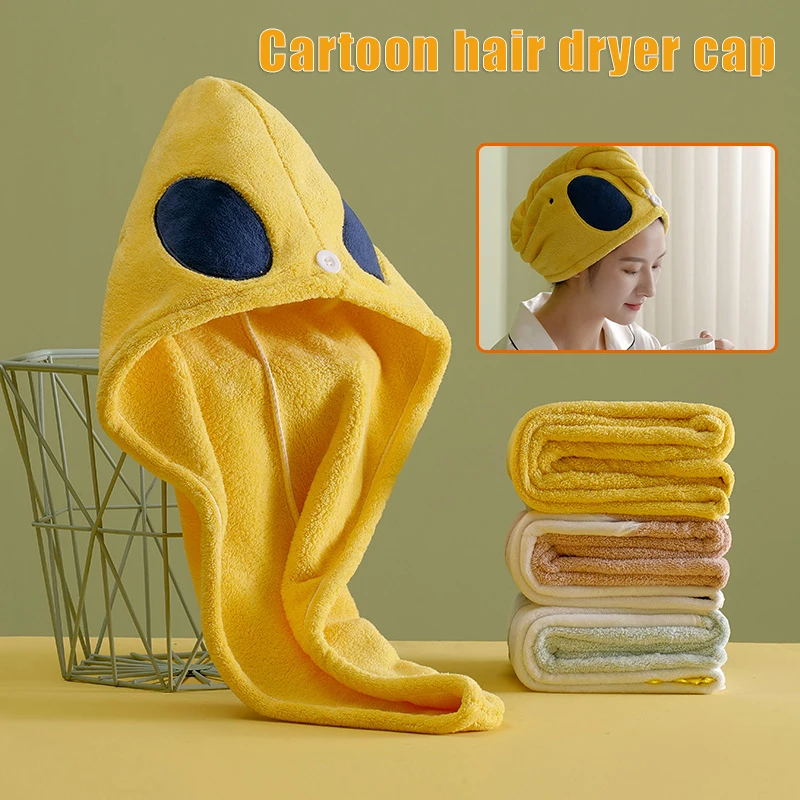 

2021 мультяшное полотенце для волос, тюрбан из микрофибры, полотенце для ванной и душа с пуговицами, быстросохнущая шапка, банная шапочка