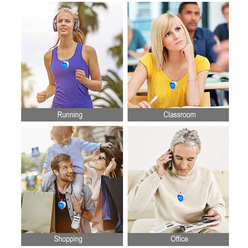 

Heart Portable Air Purifier Necklace Personal Wearable Air Cleaner 3 Millions Negative Ions Small Air Ionizer Freshener