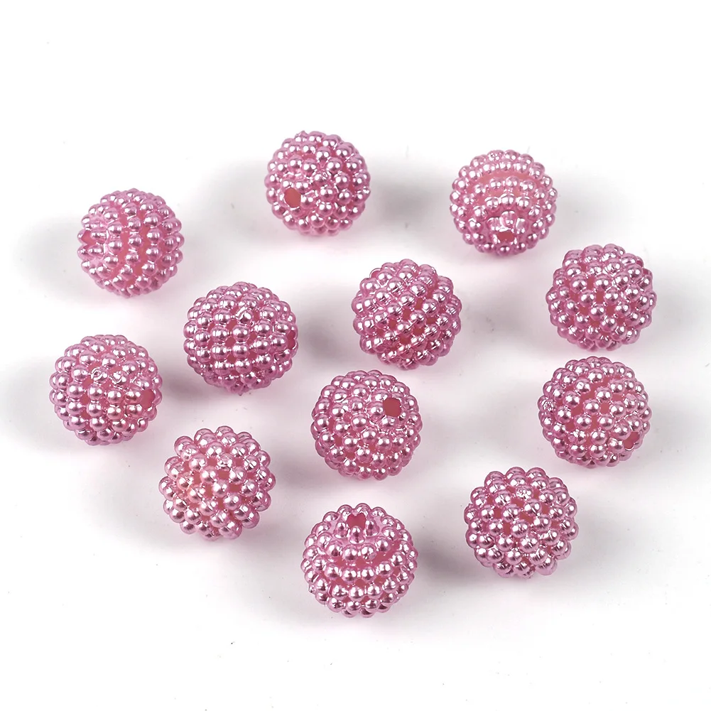 50pcs Fashion 10mm Color Straight Hole Myrica Rubra Ball Multi-Layer Imitation Pearl Loose Bead DIY Manual Jewelry Accessories