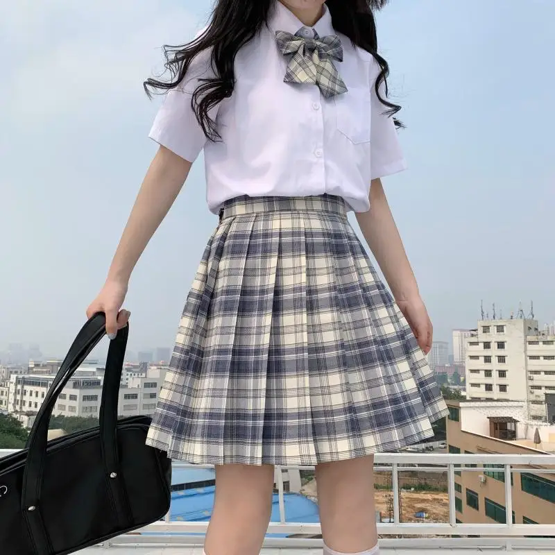 Японский колледж JK Униформа юбка клетчатая плиссированная дикая Милая Свободная