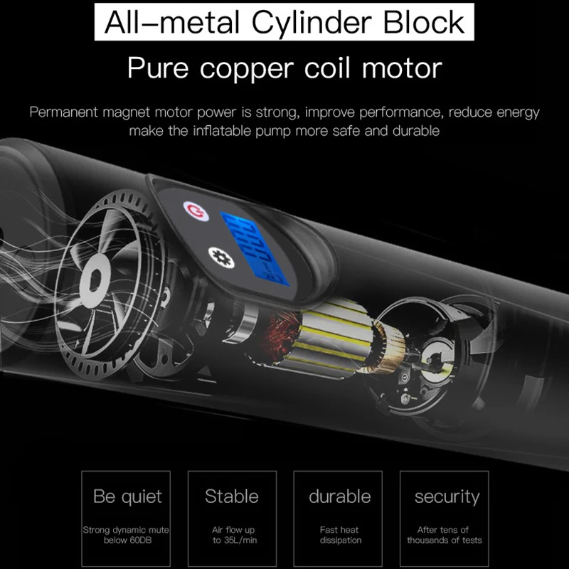 Беспроводной мини насос для шин портативный умный воздушный компрессор