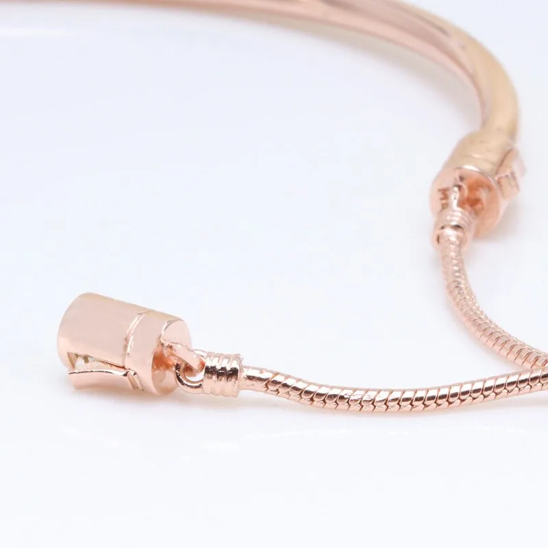 

Authentic 925 Sterling Silver Pan Bracelet Creative Rose Gold Stretch Classic Open Bracelet Fit Diy Charm Women Jewelry