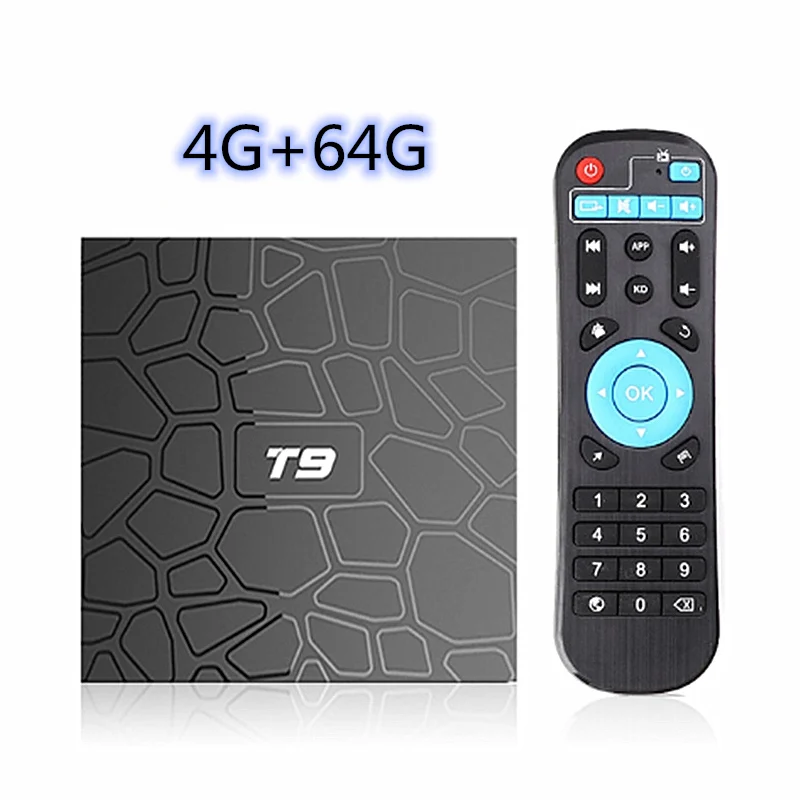 4GB64GB Android 9,0 ТВ приставка T9 ТВ приставка 4GB 64GB T9 RK3328 RK3318 Четырехъядерный 4G/32G USB3.0 Смарт 4K ТВ приставка 2,4G/5G двойной wifi BT4.0 - Цвет: 4GB64GB