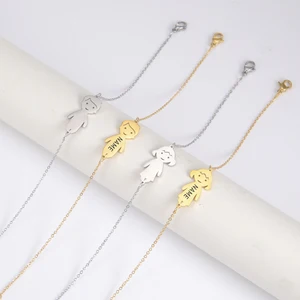 Персонализированный браслет из нержавеющей стали с именем и датой для мальчиков и девочек