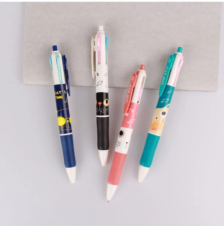 

Cartoon Cat 4 Colors Ballpoint Pen 40 pcs/lot Cute press ball pens School Office writing Supplies Stationery Gift