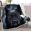 BlessLiving Black Dog Sherpa Blanket Sofa 3D Animal Throw Blanket for Adult Winter Snow Print Bedspreads Home Textiles 150x200cm 1