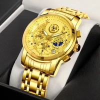 2022 new wwoor design mens watches with stainless steel gold luxury golden quartz wristwatch sports waterproof relogio masculino