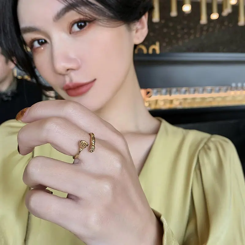 Золотой лотос Seedpod лотоса Корневище узел кольцо Женские Простые Открытое