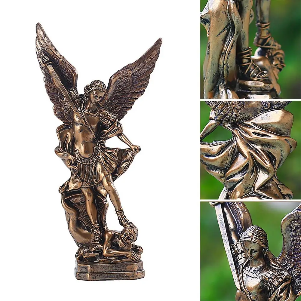 

Retro Michael Angel Ornaments Religious Killing Demons Angel Home European Style Kills Demo Angel Decoration Religious Christmas