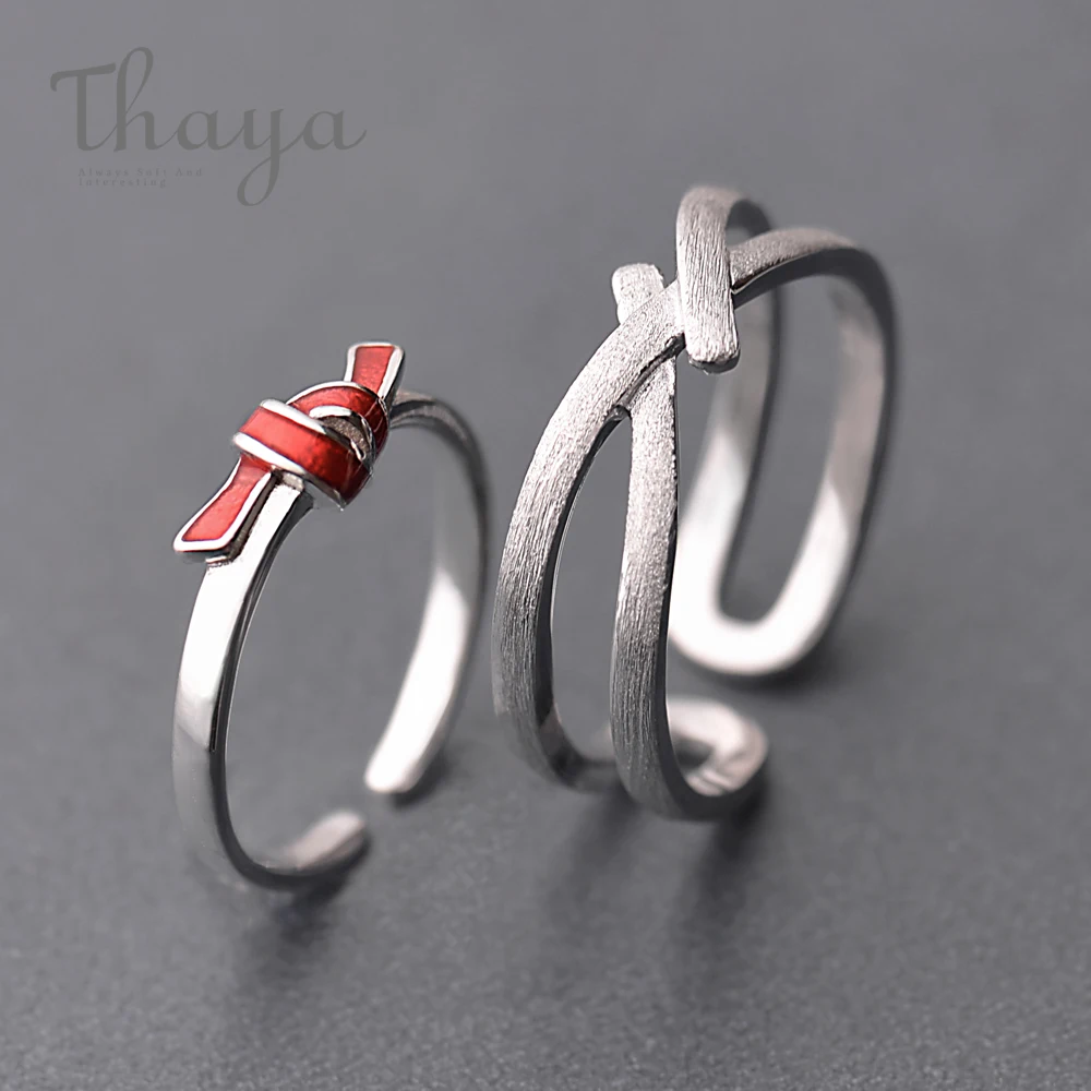 Thaya s925 Серебряное кольцо с красным узлом, кольцо с крестом на День святого Валентина, кольца на палец для женщин, богемное платье, корейское ювелирное изделие, подарок для любимой женщины