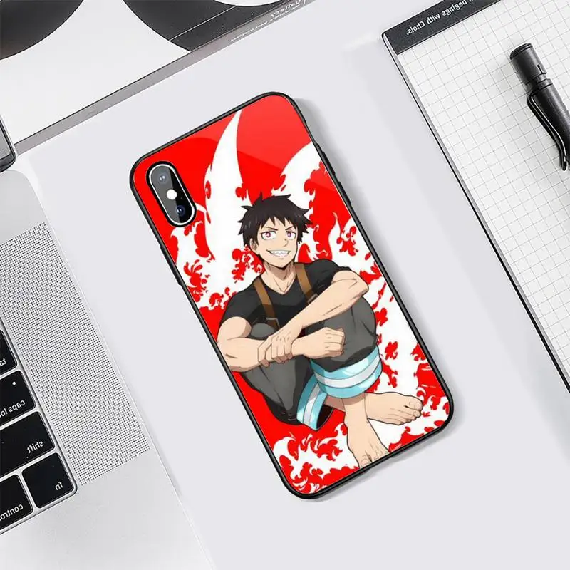 

Fire Force hot anime high quality luxury Phone Case funda Tempered glass For iphone 5C 6 6S 7 8 plus X XS XR 11 PRO MAX
