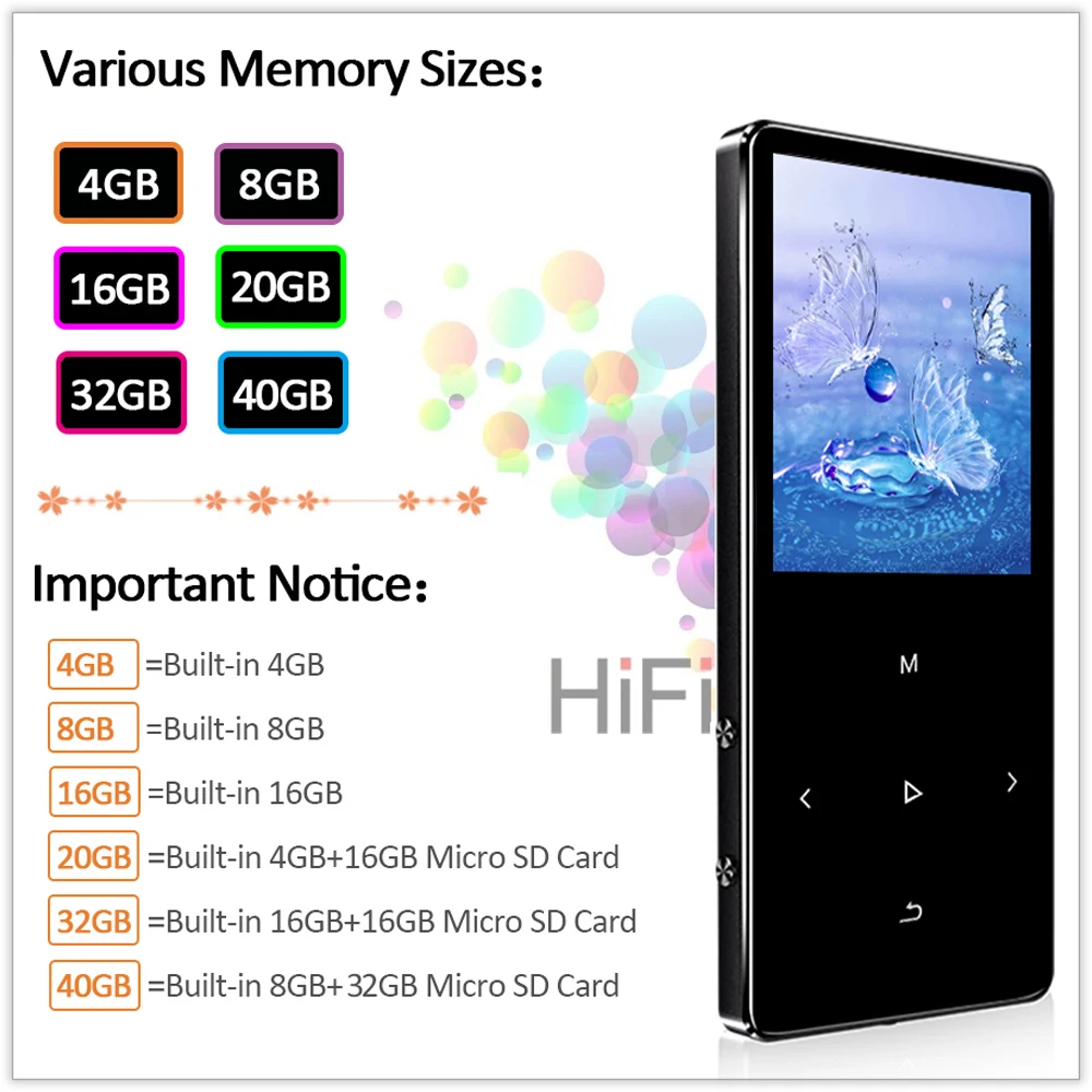 REDANT MP3 плеер Bluetooth hifi без потерь миниатюрный проигрыватель с fm радио наушники