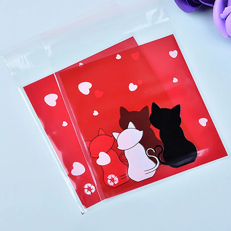 100 шт Подарочная черно белая сумка с рисунком кота вечерние сумки упаковка для