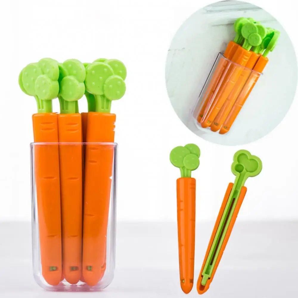 

5Pcs Food Sealing Clip Cartoon Carrot Moisture-Proof Closure Clamp Kitchen Tool