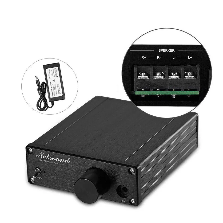Nobsound Мини-Цифровой усилитель Hi-Fi TPA3116 стерео 2,0 канальный аудио усилитель мощности 100 Вт* 2 - Цвет: With Power Supply